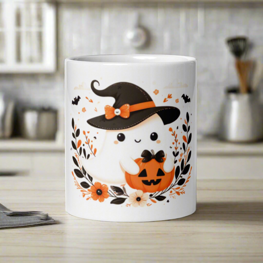 Ghost mug on halloween