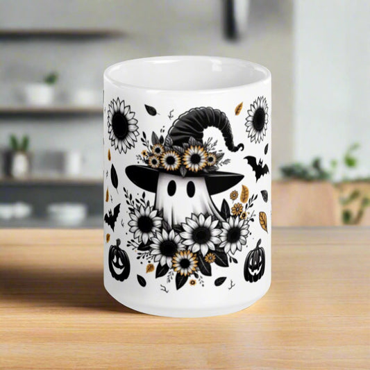 floral ghost mug